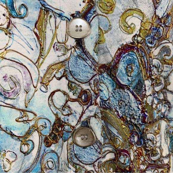 Simply Art By Dolcezza Button Front Short Womens XS Stretch Art Collar Geometric - Picture 8 of 17